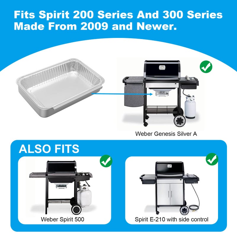 SafBbcue 93305 Grease Catch Pan for Weber Spirit e-210 e-220 e-310 e-320 e-330 Genesis II e-310 e-315 e-325 e-330 e-335 Grill Grease Tray with Disposable Drip Liners Replacement Part for Weber#83156 - Image 4